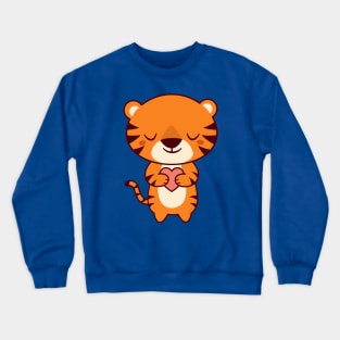 Kawaii Cute Tiger With A Heart Crewneck Sweatshirt